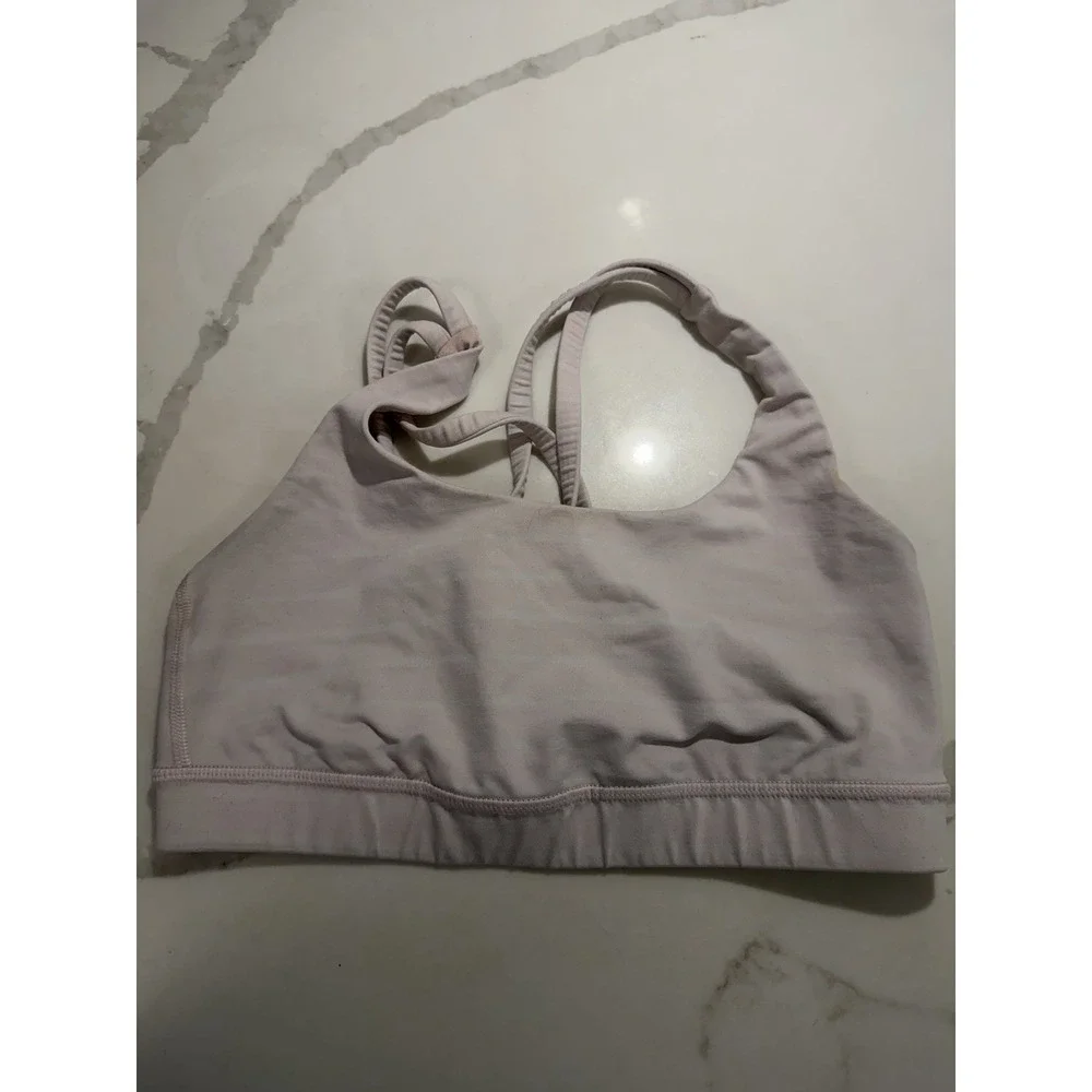 Lululemon Pink Strappy Sports Bra Sz 6 Gym Base Layer Running Hiking